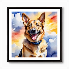 German Shepherd Painting Art Print