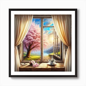 Cherry Blossom Window Art Print