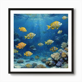 Colorful Fish Swimming Through the Reef Fishes In The Ocean Art Print