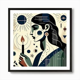 Woman Holding A Candle Art Print