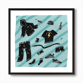 Someone’s Things, possessions, skater, illustration, wall art Art Print