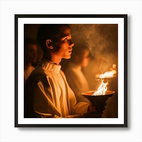 Boy Holding A Candle Art Print