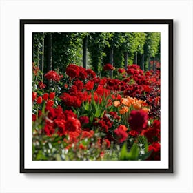 Into The Garden Red 3 Art Print