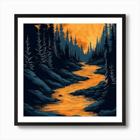 Full Moon In The Forest Art Print