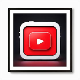Youtube Video Streaming Platform Media Content Icon Logo Red Play Watch Channel Subscrib (4) Art Print