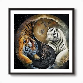 Yin And Yang Tiger Art Print