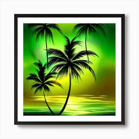 Palm Trees At Sunset Art Print