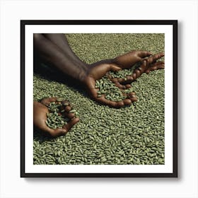 Hands Of Coffee Beans Art Print