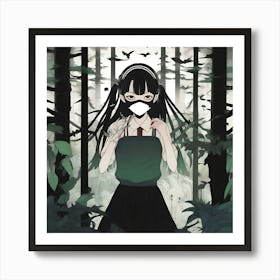 Anime Girl In The Woods Art Print