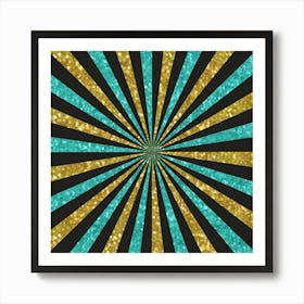 Gold Glitter Sunburst Background 08 Art Print