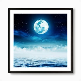 Abstract Dream Astronomy Landscape Celestial Ocean Cloud Halloween Light Moon Full Moon W (30) Art Print