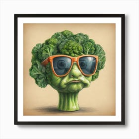 Broccoli In Sunglasses 3 Art Print