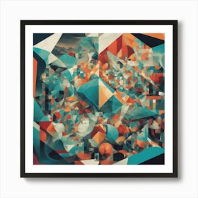 Mythical Places Fragmented Cubism Style Art Print