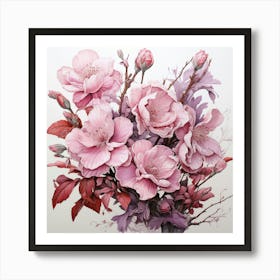 Pink Flowers In A Vase Art Print