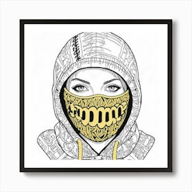 Gold Skull Face Mask Art Print