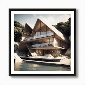 Modern House By The Sea Art Print