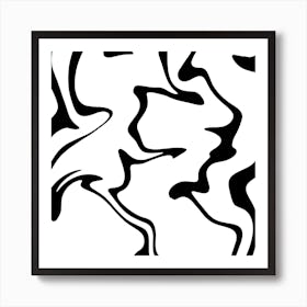 Abstract Black And White Drawing Swirl Background Art Print