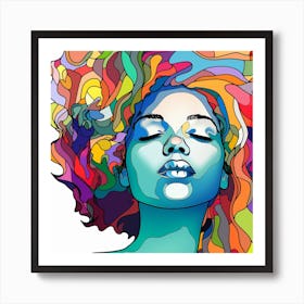 Afro Girl With Colorful Hair Art Print