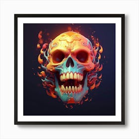 Skull With Flames 6 Art Print