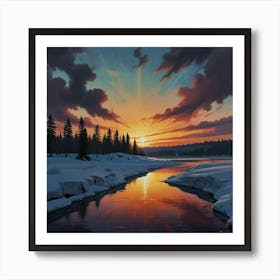 Sunset In Winter Art Print