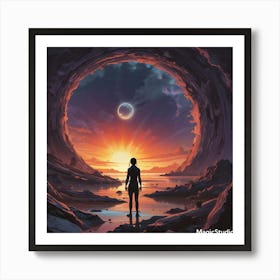 Woman Standing In A Tunnel Art Print