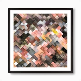 Moody Geometry Rustic Brown Square Art Print