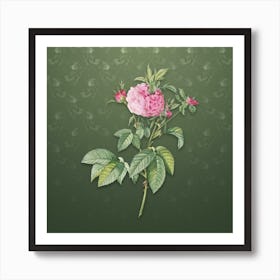 Vintage Pink Agatha Rose Botanical on Lunar Green Pattern n.0456 Art Print