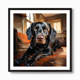Portrait Of A Black Dog Art Print
