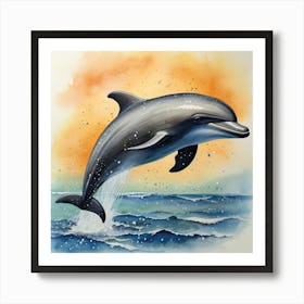 Dolphin Watercolor Painting Art Print