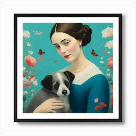 Lady With A Dog Art Print