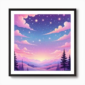 Sky With Twinkling Stars In Pastel Colors Square Composition 174 Art Print