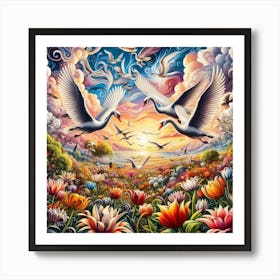 Wild swans  Art Print