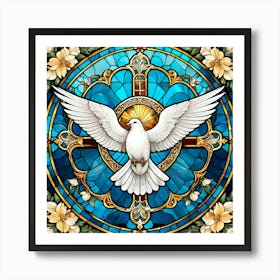 Stained Glass of Holy Dove Art Print