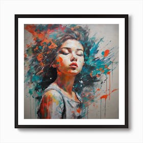 Girl With Paint Splatters Affiche