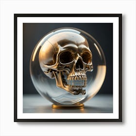 Skull In Glass Ball Art Print