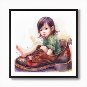 Little Girl In A Shoe Art Print