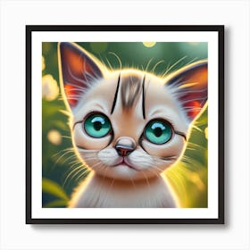 Cute Kitten With Green Eyes Art Print