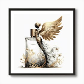 Angel Perfume Bottle In Flower Decoration Creative Drawing Art Print