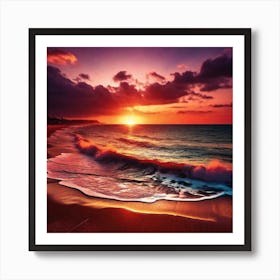 Sunset On The Beach 353 Art Print