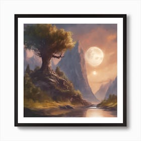 Tree In The Mountains Art Print