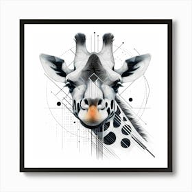 Giraffe Head - Abstract Line Art Illustration 166 Art Print