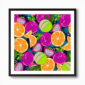 Tropical Fruit Seamless Pattern Art Print