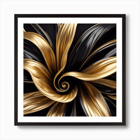 Abstract Gold And Black Flower Art Print