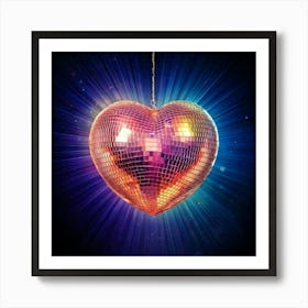 Firefly Vibrant Heart Shaped Disco Ball Floating In Light 45122 (2) Art Print