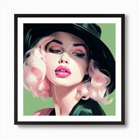 Portrait Of A Woman With Pink Hair Art Print