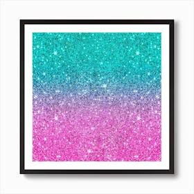 Pink And Turquoise Glitter Art Print