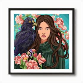 Raven Woman  Art Print