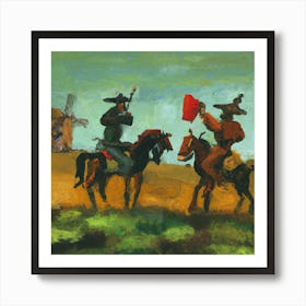 An Impressionist Oil Painting Of Don Quixote And Sancho Pansa 3 Art Print