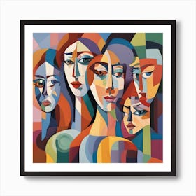 Abstract Women's Faces Art Print