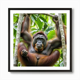 Orangutan Hanging From Tree 1 Art Print